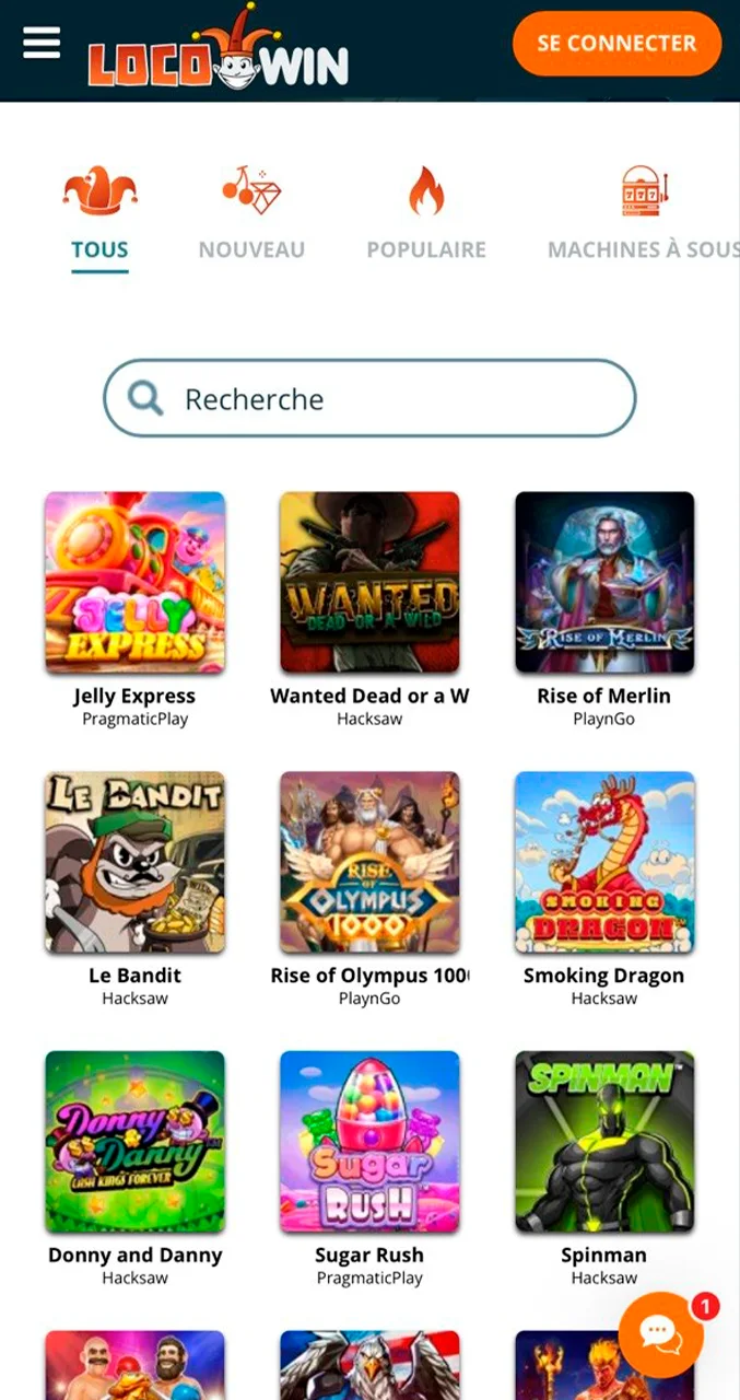 Sélection des meilleurs jeux de casino en ligne Locowin.
