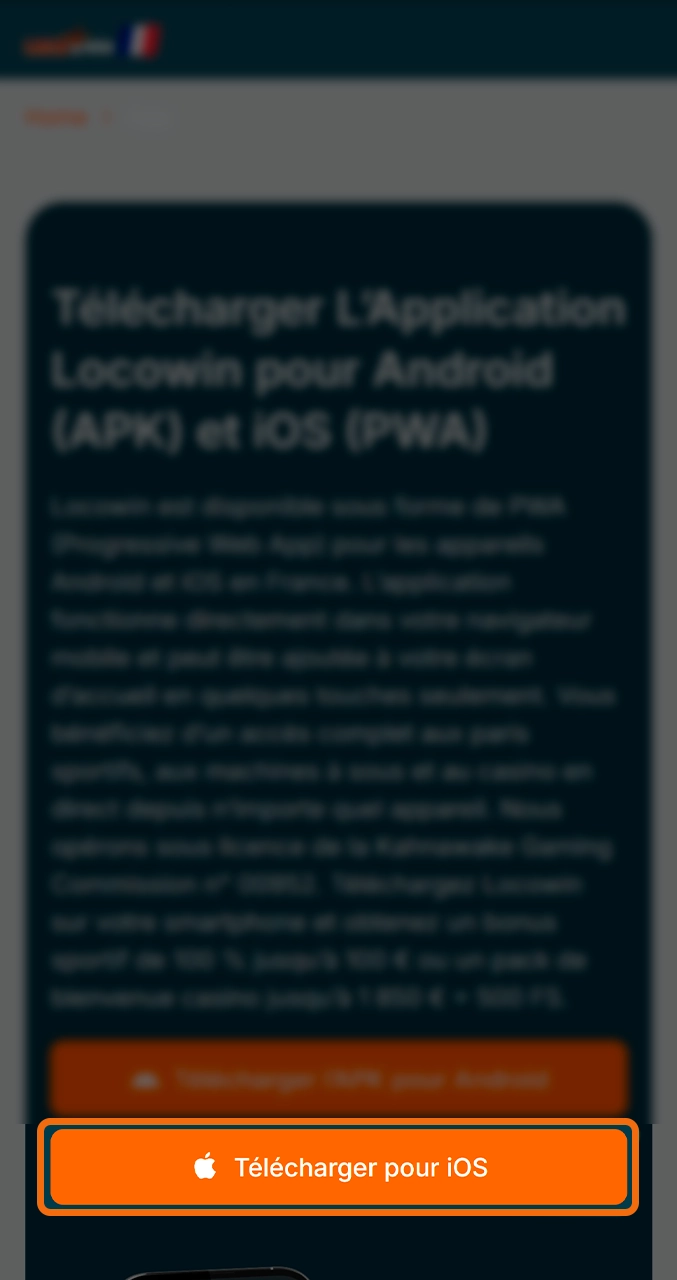 Lancez le téléchargement de l'app Locowin pour iOS.