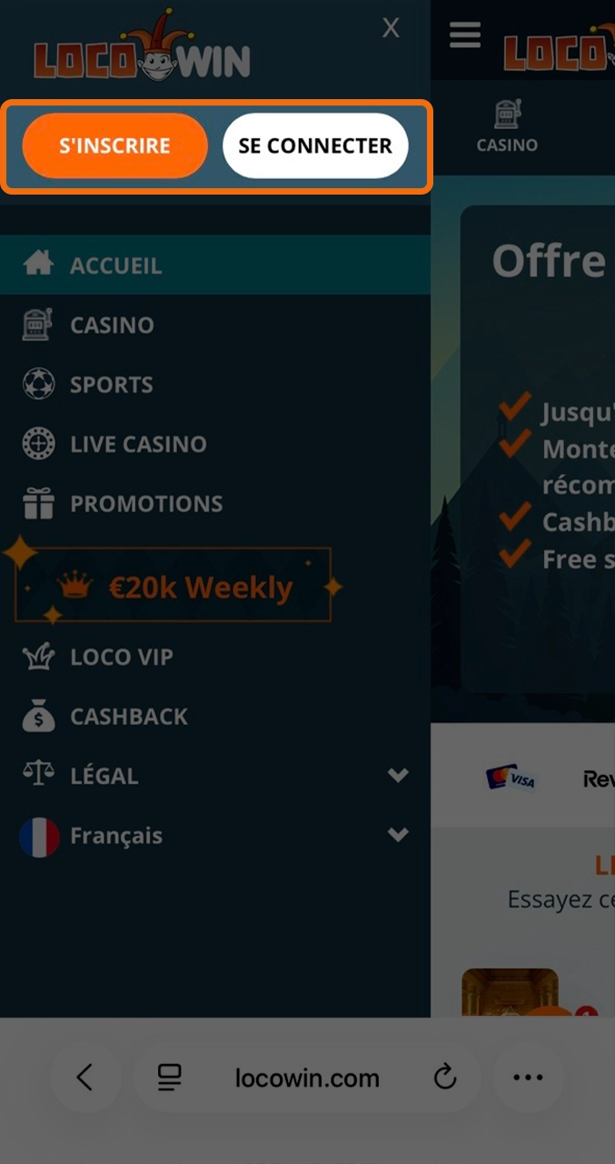 Accédez à votre compte joueur sur l'application Locowin.