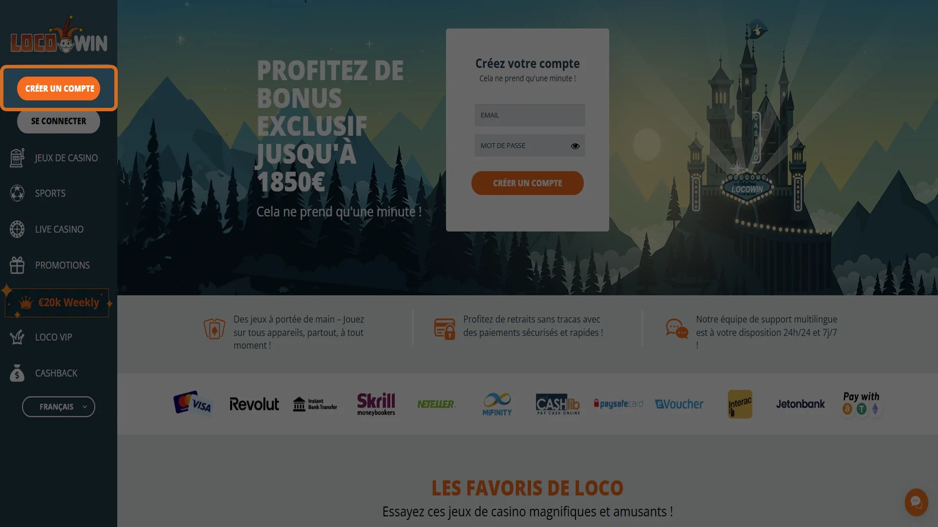 Accédez à la plateforme officielle du casino en ligne Locowin.