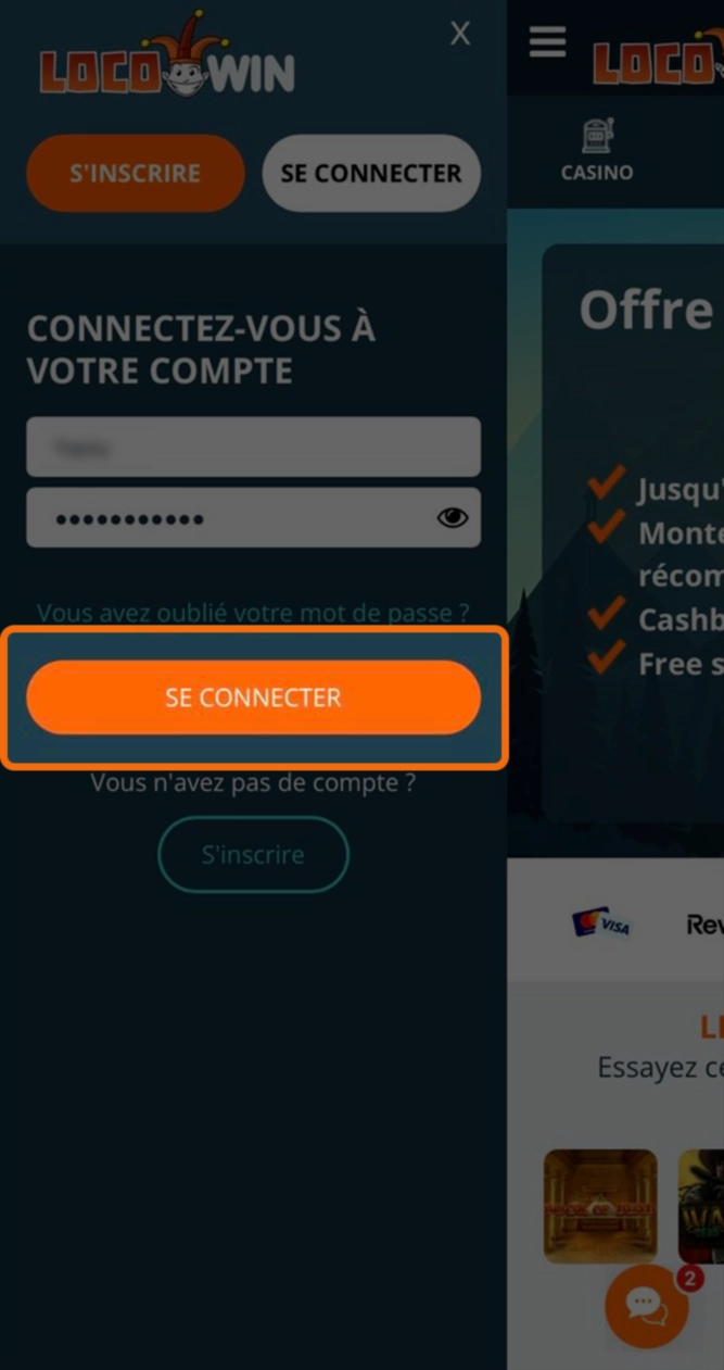 Validation de l'accès à votre profil utilisateur Locowin.