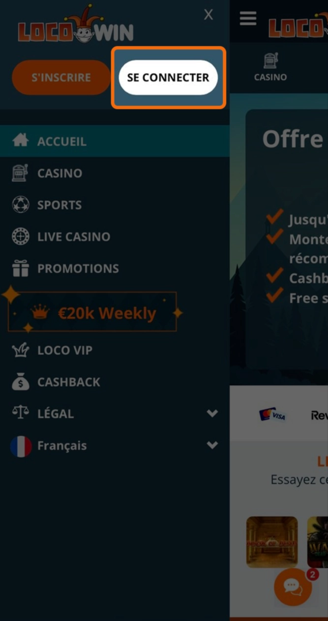Accès au portail de connexion des membres Locowin.