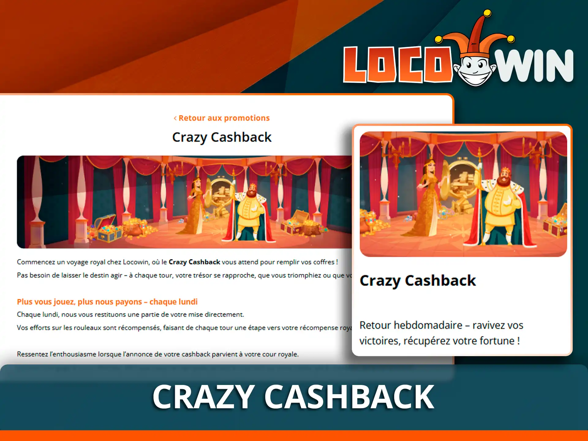 Recevez un remboursement sur vos pertes avec Crazy Cashback Locowin.