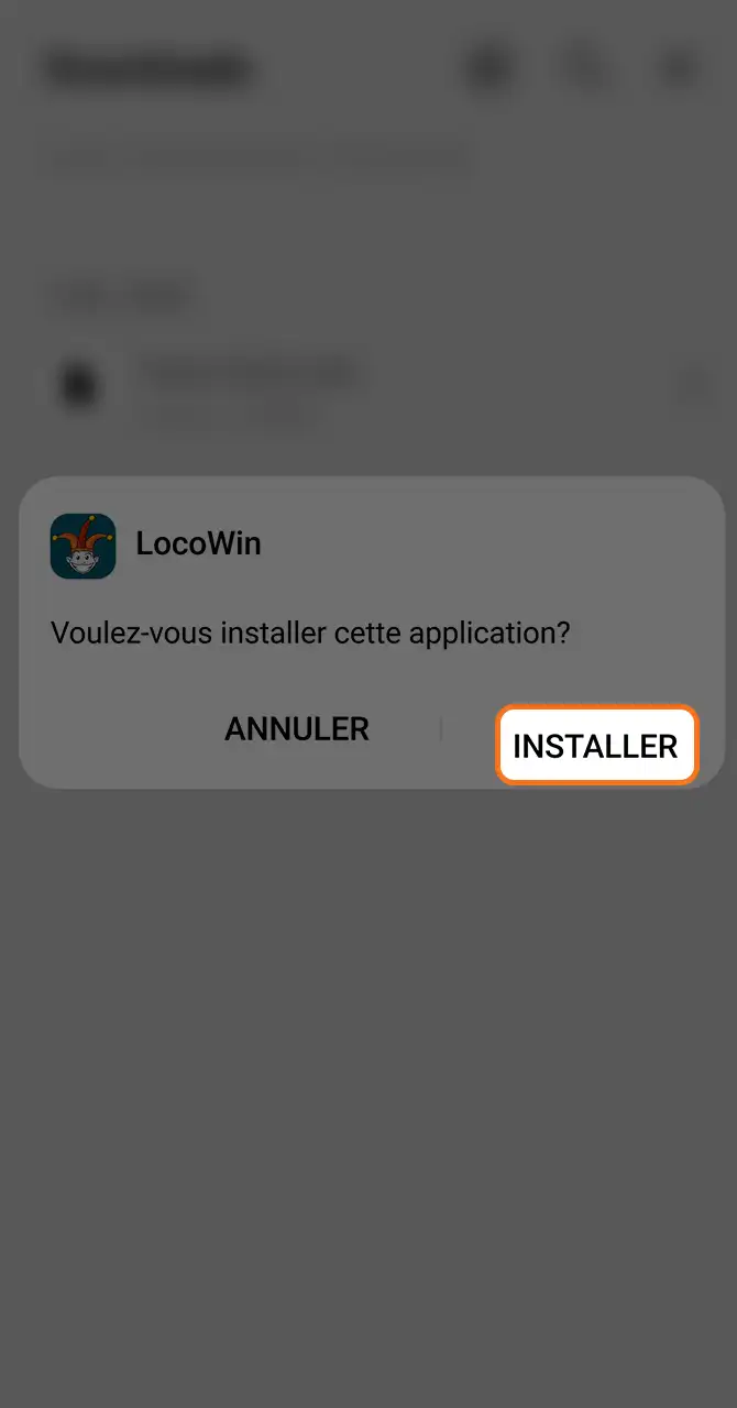 Terminez l'installation de l'application Locowin.