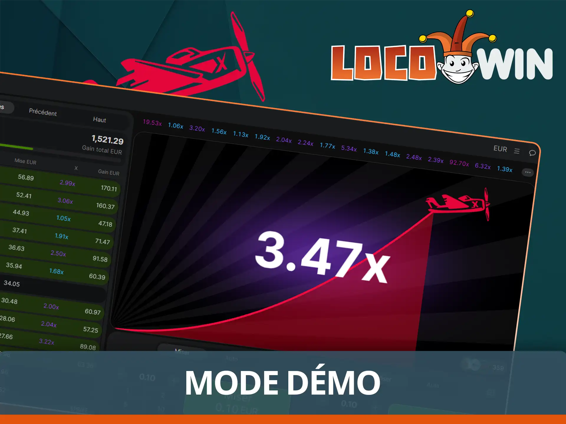 Essayez le mode démo Aviator Locowin.