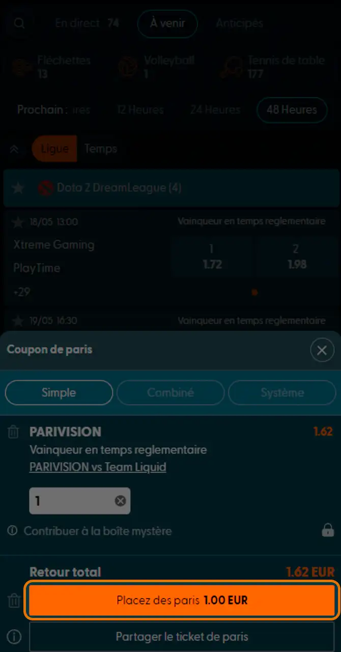 Placez votre pari en ligne en sécurité.