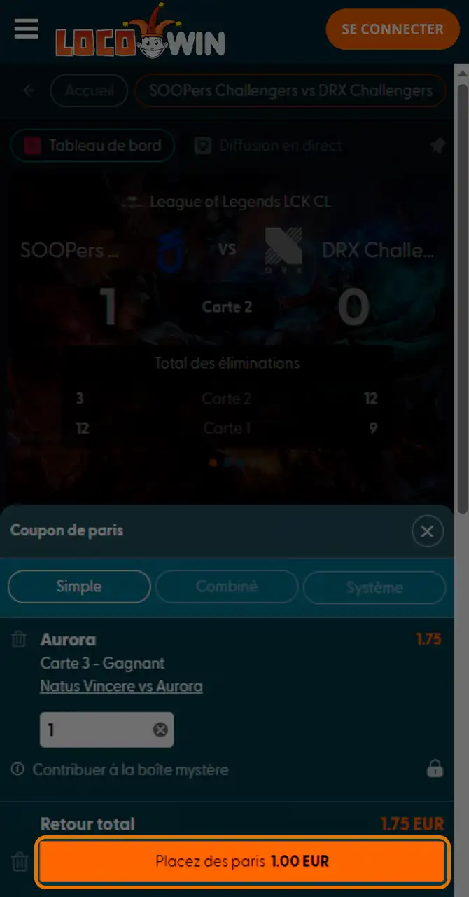 Placez votre pari e-sport en ligne.