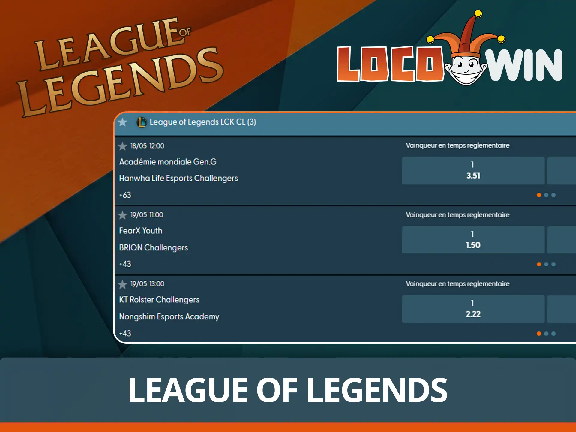 Pariez sur League of Legends maintenant.