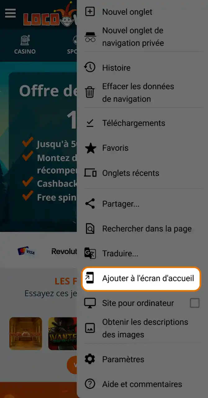 Installez Locowin sur votre appareil Android.