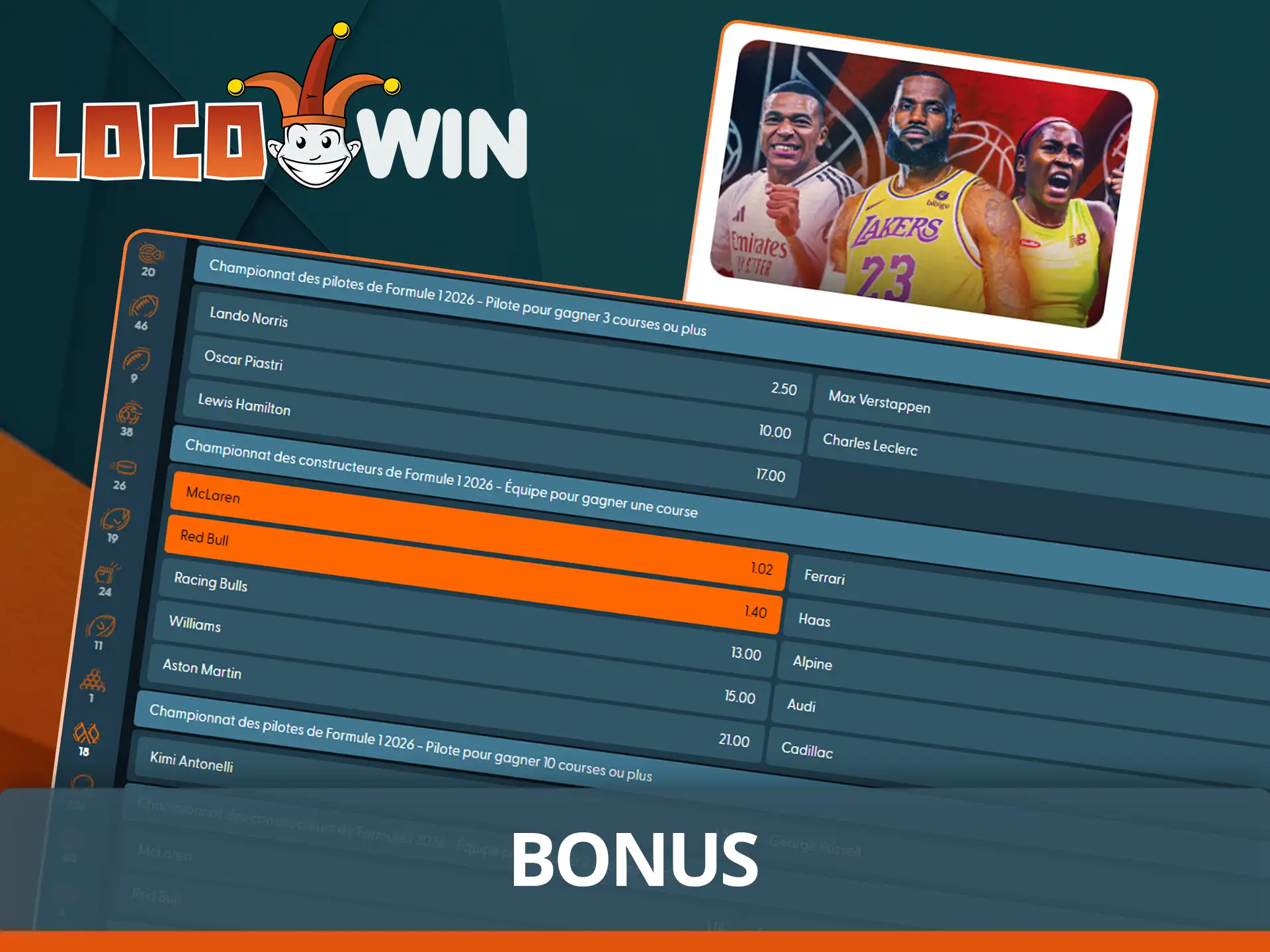 Profitez des bonus Formule 1 sur Locowin.