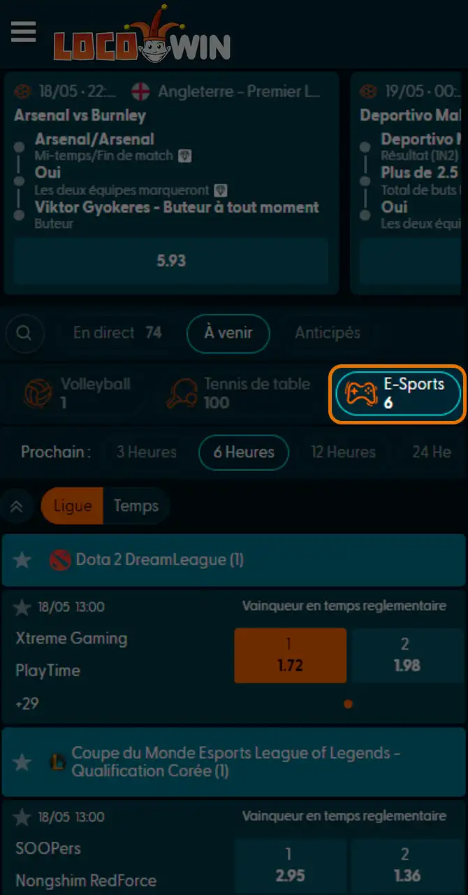Accédez à l'e-sport sur Locowin.