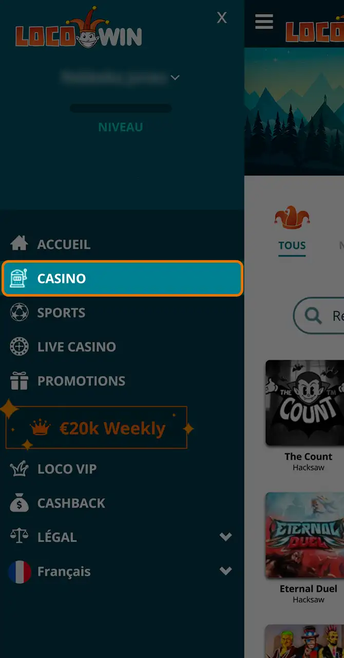 Accédez au lobby des jeux sur Locowin.