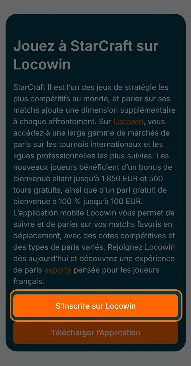 Cliquez pour vous inscrire sur Locowin.