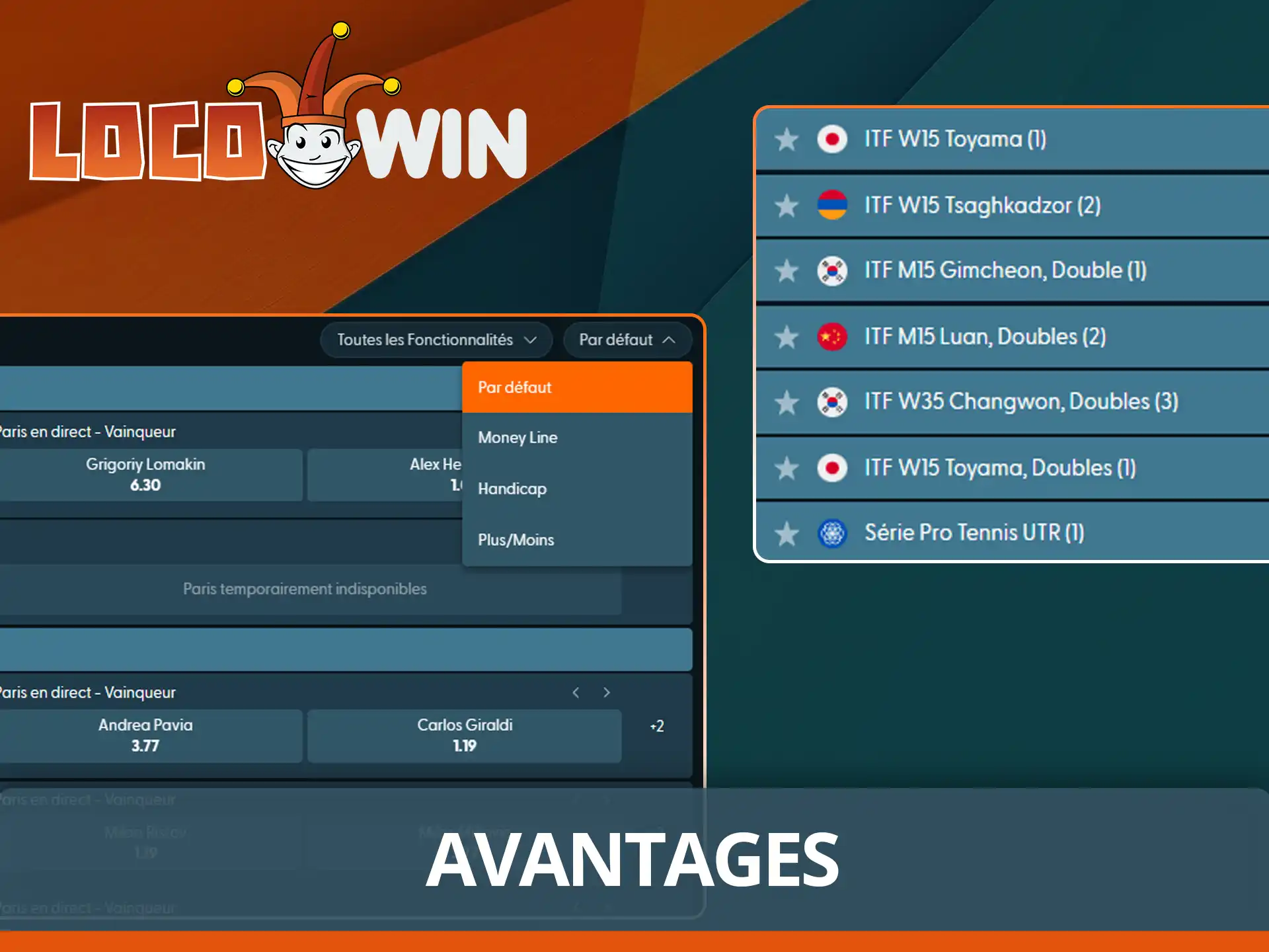 Découvrez les avantages tennis sur Locowin.