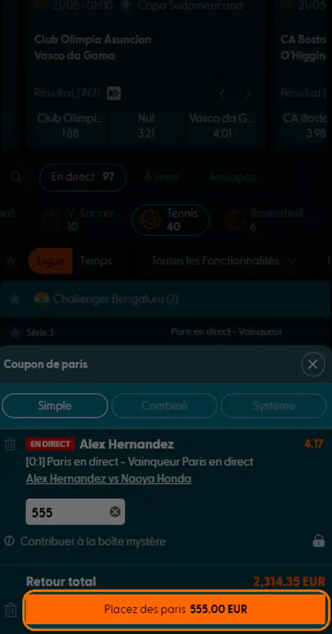 Validez votre mise tennis chez Locowin.